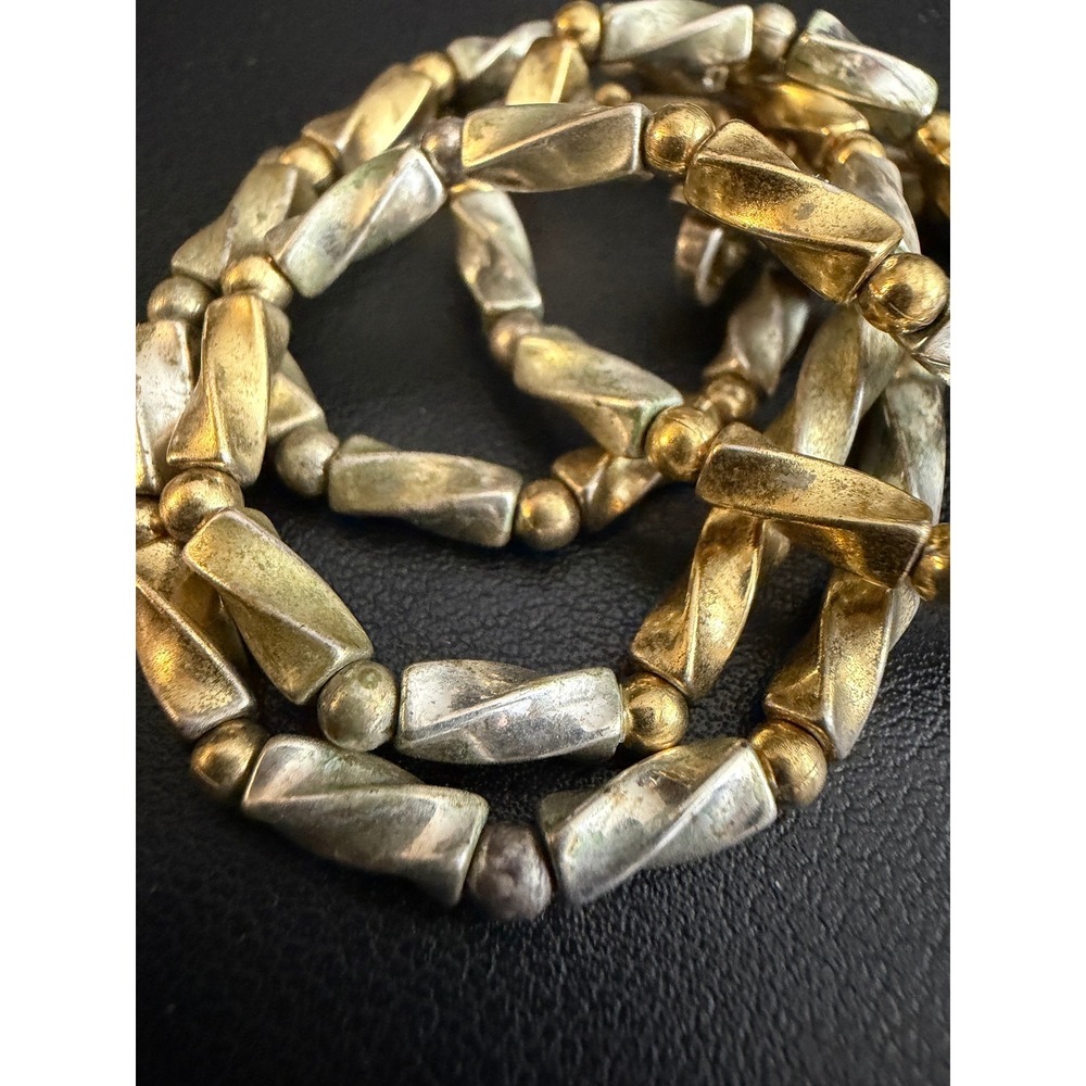 Vintage Napier Beaded Necklace Two Tone Metal